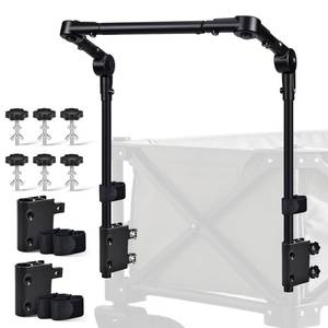 lot 13 image: Upgraded Adjustable Wagon Handle Kit with Hook and Loop Straps for Metal Round & Square Frame, Folding Wagon Push Handle Attachment with Tool-Free Connector for Camping WagonsStrollersBeach Carts - Retail $48