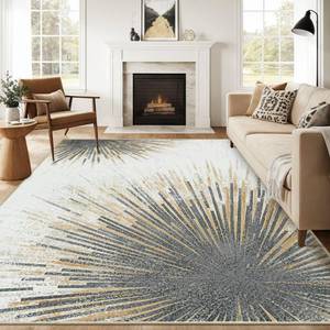 lot 17 image: Lahome 9x12 Modern Abstract Area Rug for Living Room, Washable, Ultra-Thin - Retail $1,679