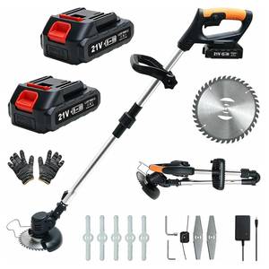 lot 21 image: LOFINKU Electric Weed Wacker, Foldable Cordless Weed Eater 21V, Black - Retail $35