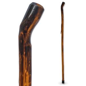 lot 24 image: RMS Natural Wood Walking Stick - 48  Handcrafted Wooden Hiking Stick and Trekking Pole with Wrist Strap (Smooth Handle) - Retail $79