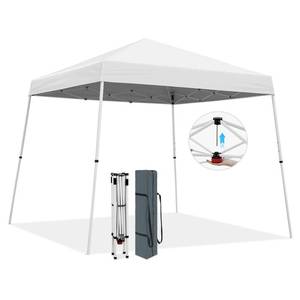 lot 36 image: COOS BAY 10x10 Pop Up Canopy Tent, Portable Outdoor Shelter with Carry Bag for Tailgate, Party, Beach, Picnic, and Camping, 10x10 Base 8x8 Top, White - Retail $85