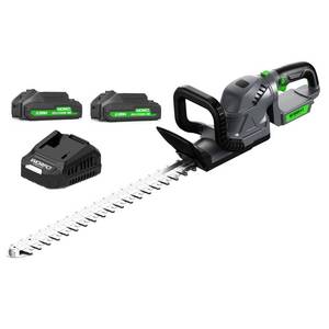 lot 52 image: 20-Inch Cordless Hedge Trimmer, Electric Handheld Bush Trimmer, 180° Rotatable Handle, with 2pack Battery and Charger (WHT52)