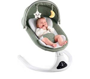 lot 71 image: Electric Baby Swing with Remote Control,5 Speeds&Portable&Cozy(0-12M,Green)Safety lock&secure harness,12 melodies&Bluetooth,81530min timer,lightweight indooroutdoor,soft washable seat,easy assembly - Retail $0