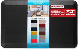 lot 74 image: ComfiLife Anti Fatigue Floor Mat �� 34 Inch Thick Kitchen Mats for Floor, Standing Desk Mat, Kitchen Rug �� Comfort at Home, Office �� Durable �� Stain Resistant �� Non-Slip Bottom (24 x 70, Black) - Retail $95