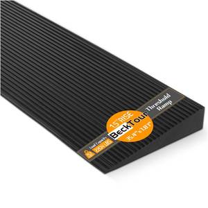 lot 75 image: BeckTour 1.5 Rise Threshold Ramp for Doorways, 2204 LBS Capacity Rubber Threshold Ramp, Non-Slip Driveway Curb Ramps Handicap Ramp for Wheelchair Scooter Stroller, Cuttable & Adjustable Size - Retail $57