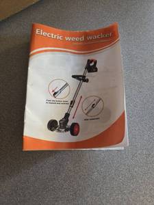 lot 80 image: Electric Weed Wacker Cordless String Trimmer with Wheels Telescopic Shaft - Retail $0