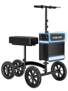lot 96 image: HOMLAND Knee Scooter Walker for Adults for Foot Injuries, 8 Rubber Wheel - Retail $100