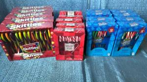 lot 2047 image: Candy Lot Skittles Candy Canes Jolly Rancher Holiday Assorted 12-Pack Boxes