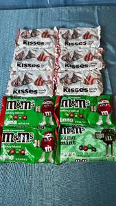lot 2055 image: Hershey Kisses Candy Cane and M&Ms Holiday Blend Chocolate Candy Lot 10 Packages