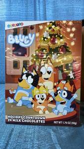 lot 2073 image: Bluey Holiday Countdown 24 Milk Chocolates 1.76 oz Lot of 12