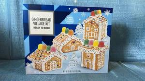 lot 2091 image: Lot of 9 Gingerbread Village Kit Ready to Build Makes 4 Mini Houses 25 oz