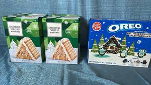 lot 2101 image: Gingerbread Chalet Kit Ready to Build 7.9 oz, Qty 6  Oreo Arctic Cookie Kit.