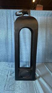 lot 2118 image: Black Open-Frame Candle Lantern with Arched Cutout and Hanging Loop