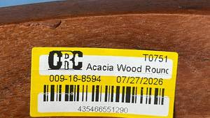 lot 2124 image: Acacia Wood Round Table 20H X 15 Diameter.