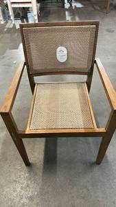 lot 2147 image: Threshold Stacking Patio Chair Wood 32in H x 23in W x 23.5in D