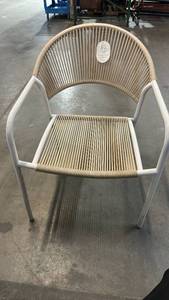 lot 2149 image: Mackworth Stacking Patio Chair Steel Frame Handwoven Rope