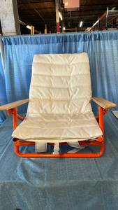 lot 3081 image: Padded Backpack Beach Chair CreamOrange - Room Essentials