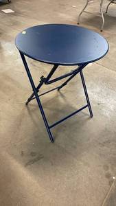 lot 3085 image: Metal Round Open Weave Bistro Patio End Table Navy Blue - Threshold