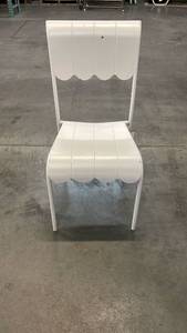 lot 3091 image: Scallop Slat Outdoor Armless Patio Dining Stacking Chair Cream - Room Essentials