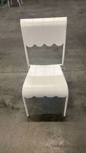 lot 3092 image: Scallop Slat Outdoor Armless Patio Dining Stacking Chair Cream - Room Essentials