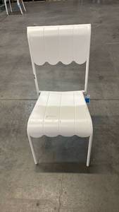 lot 3093 image: Scallop Slat Outdoor Armless Patio Dining Stacking Chair Cream - Room Essentials