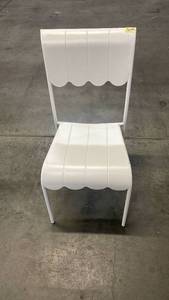 lot 3094 image: Scallop Slat Outdoor Armless Patio Dining Stacking Chair Cream - Room Essentials