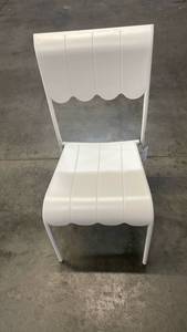 lot 3095 image: Scallop Slat Outdoor Armless Patio Dining Stacking Chair Cream - Room Essentials