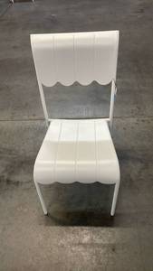 lot 3096 image: Scallop Slat Outdoor Armless Patio Dining Stacking Chair Cream - Room Essentials