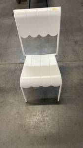 lot 3097 image: Scallop Slat Outdoor Armless Patio Dining Stacking Chair Cream - Room Essentials