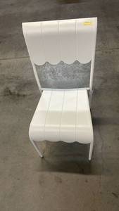 lot 3098 image: Scallop Slat Outdoor Armless Patio Dining Stacking Chair Cream - Room Essentials
