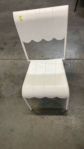 lot 3099 image: Scallop Slat Outdoor Armless Patio Dining Stacking Chair Cream - Room Essentials