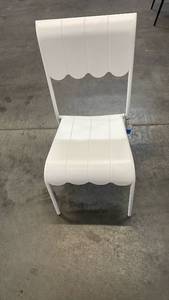 lot 3100 image: Scallop Slat Outdoor Armless Patio Dining Stacking Chair Cream - Room Essentials