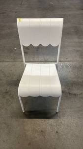 lot 3101 image: Scallop Slat Outdoor Armless Patio Dining Stacking Chair Cream - Room Essentials