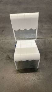 lot 3102 image: Scallop Slat Outdoor Armless Patio Dining Stacking Chair Cream - Room Essentials