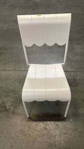 lot 3103 image: Scallop Slat Outdoor Armless Patio Dining Stacking Chair Cream - Room Essentials