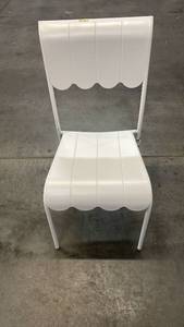 lot 3104 image: Scallop Slat Outdoor Armless Patio Dining Stacking Chair Cream - Room Essentials