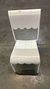 lot 3105 image: Scallop Slat Outdoor Armless Patio Dining Stacking Chair Cream - Room Essentials