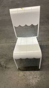 lot 3106 image: Scallop Slat Outdoor Armless Patio Dining Stacking Chair Cream - Room Essentials