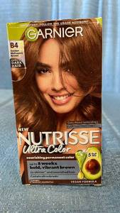 lot 3130 image: Garnier Nutrisse Ultra Color Nourishing Permanent Hair Color Creme - B4 Golden Mahogany Brown - 1 Kit