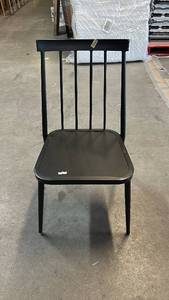 lot 8012 image: Black Patio Dining Chair with Vertical Slat Backrest