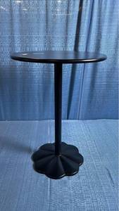 lot 8017 image: Black Pedestal Side Table Round Top Floral Base