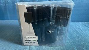 lot 8052 image: 2 Sets of 5 Plastic 14oz Wine Glasses Black