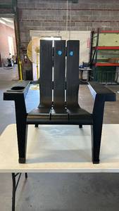 lot 8129 image: Black Adirondack Chair with Cup Holder