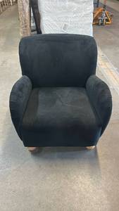 lot 8130 image: Black Upholstered Armchair with Wood Feet