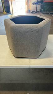 lot 8132 image: Upholstered Storage Ottoman with Black Interior