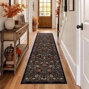 lot 30568 image: GarveeHome Dark Brown Floral 2x6 Kitchen Runner Rug for Hallways