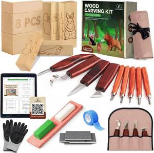 lot 30591 image: Wood Carving Kit 29-Pc Whittling Knife Set 9 Knives, Whetstone   AMPARIA