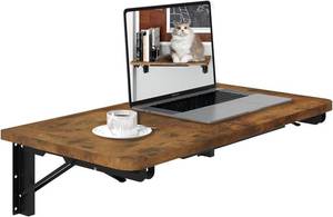 lot 30592 image: TEAMIX Wall Mounted Folding Table, Floating Desk for Small Spaces, Rustic