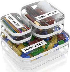 lot 30594 image: Extra Large 13.7 Clear Hard Shell Zipper Case 6-Pack 2x Large 2x Medium