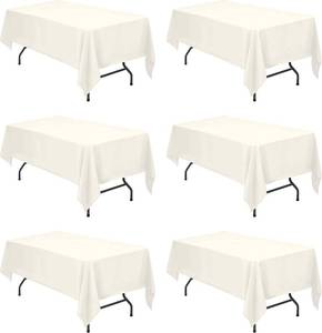 lot 30597 image: BRILLMAX 6 Pack Ivory Tablecloths 60x102 Inch for 6ft Rectangle Tables